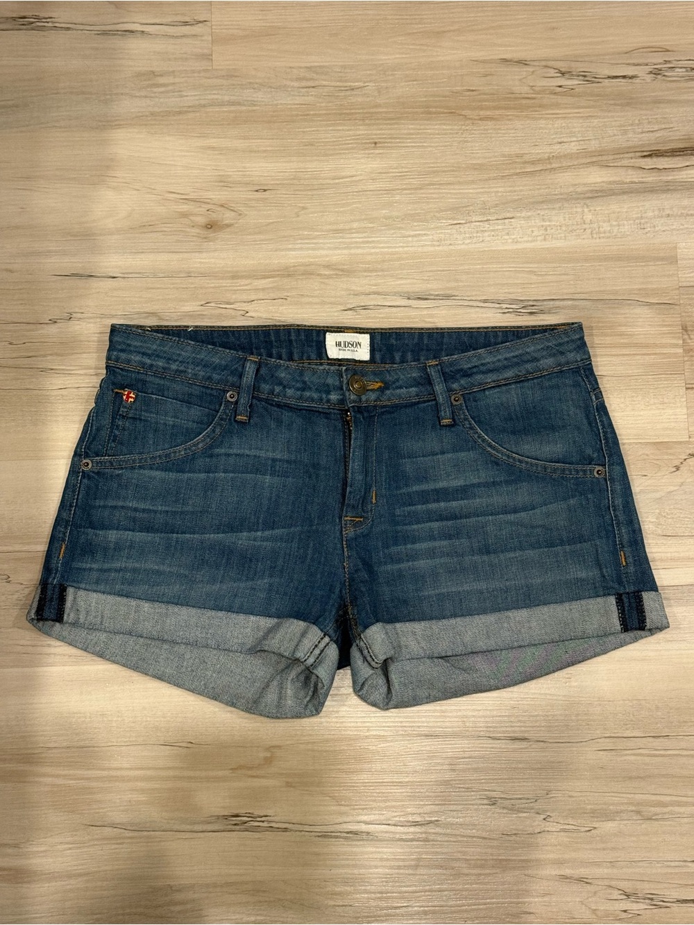 Hudson Jeans Blue Cuffed Denim Shorts
